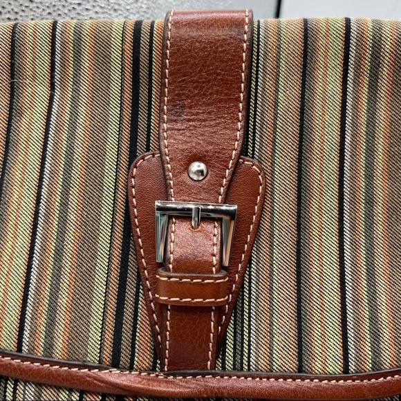 Etienne Aigner Multi Striped Canvas Foldover Shoulder Bag - Picture 2 of 10